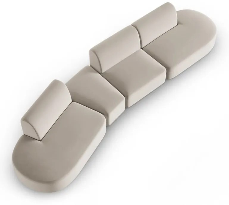 Beżowa aksamitna sofa lewostronna 428 cm Paolo – Milo Casa