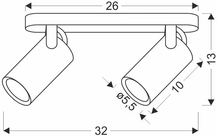 Czarna lampa sufitowa dwupunktowa loft na listwie - Z071-Santino