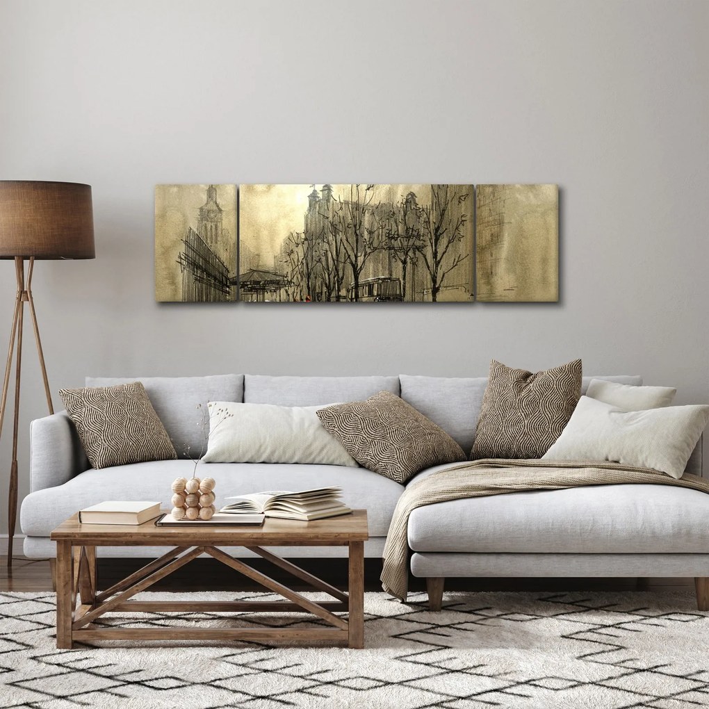 Obraz - Szkic miasta (170x50 cm)