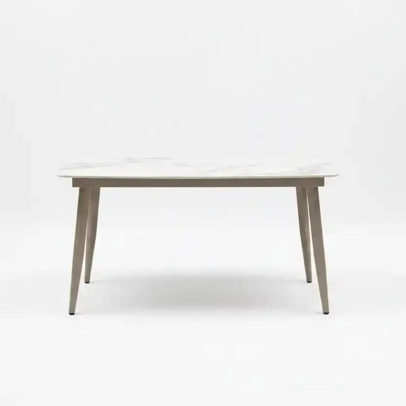 Stół ogrodowy aluminiowy beżowy 180x90 cm Spiek kamienny solidny i trwały