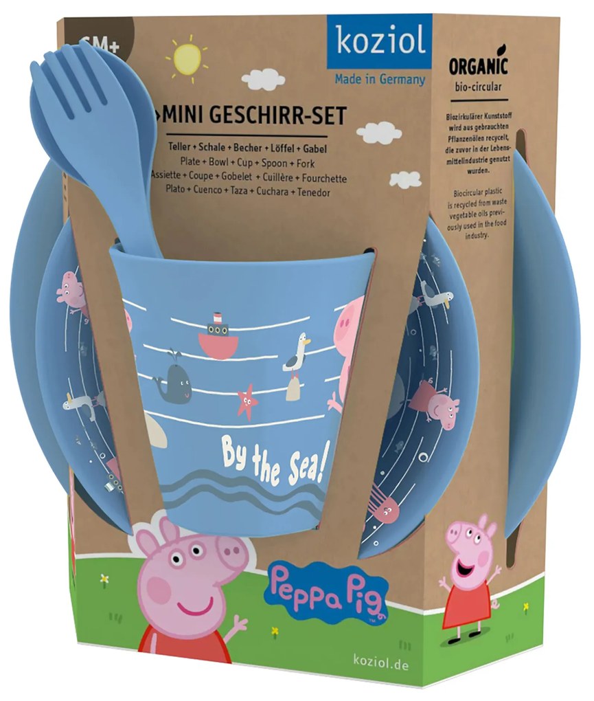 Zestaw naczyń dla dzieci Świnka Peppa Waves At Home, 4-częściowy, KOZIOL