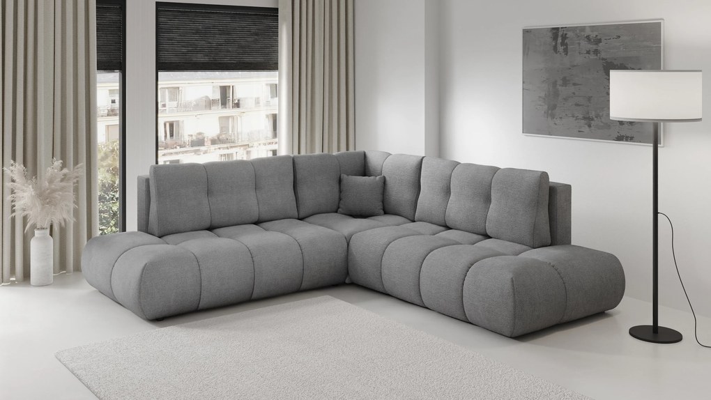Masseno Narożnik DUCA z funkcją spania i pojemnikiem na pościel Narozniki L, Rozkładana sofa - Szary, FLOW 17