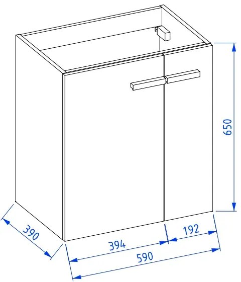 Szafka pod umywalkę L-WOOD 59 cm antracyt mat KROFAM