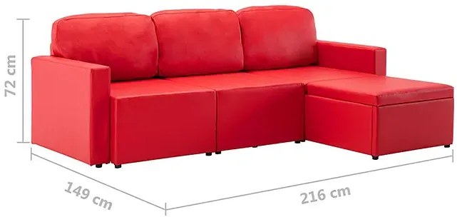 Rozkładana sofa modułowa czerwona - Odi 4Q
