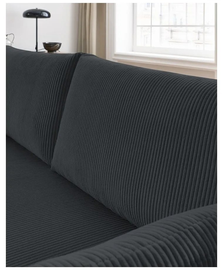 Ciemnoszara sztruksowa rozkładana sofa 211 cm Marcel – Bobochic Paris