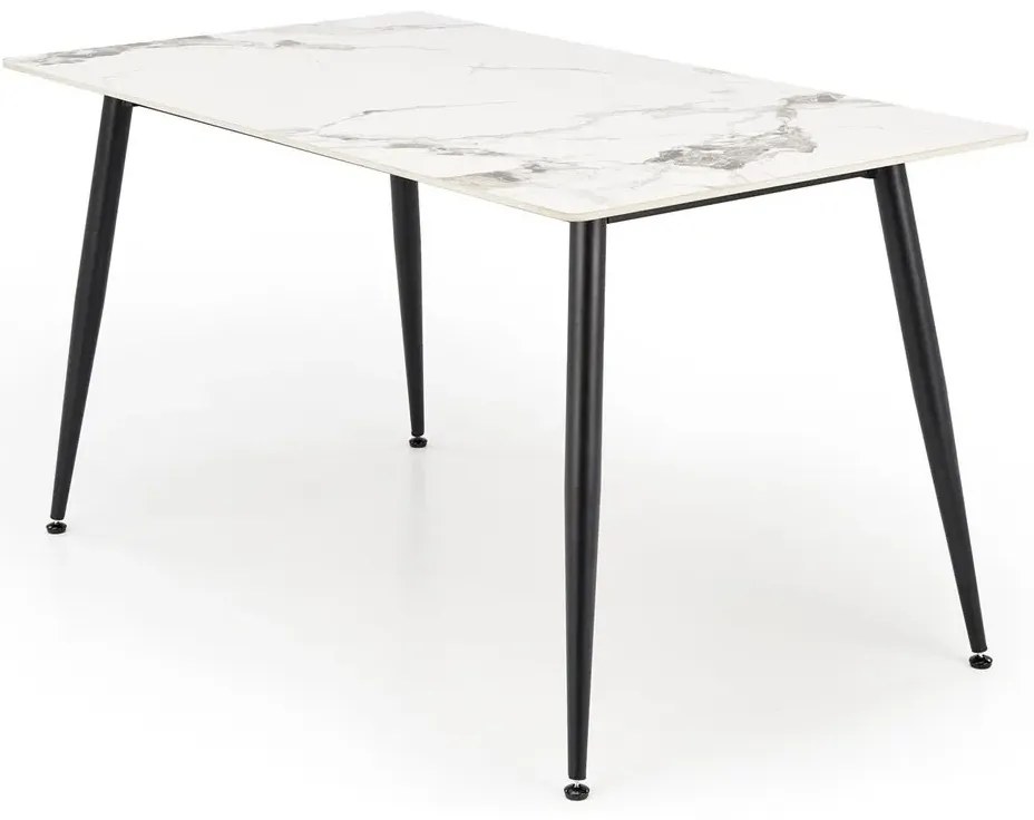 Stół EMILIO 140x80 biały marmur/czarny HALMAR