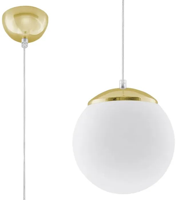 Biało-złota lampa wisząca kula 20 cm E9-R39