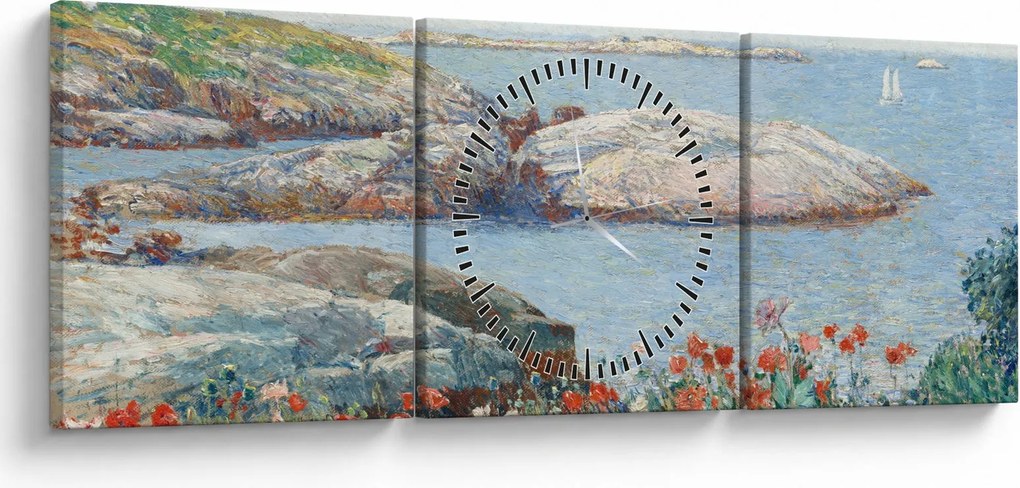 Obraz - Childe Hassam, Poppies, Isles of Shoals, reprodukcje (z zegarem) (90x30 cm)