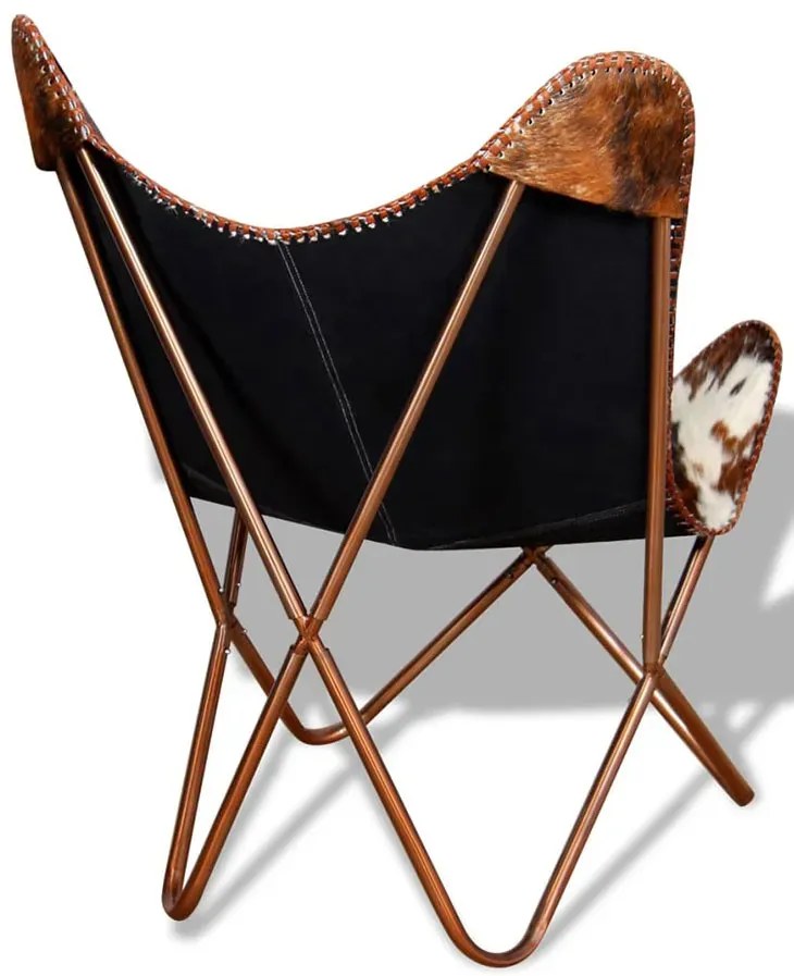 Brązowo biały fotel butterfly retro C1-L33