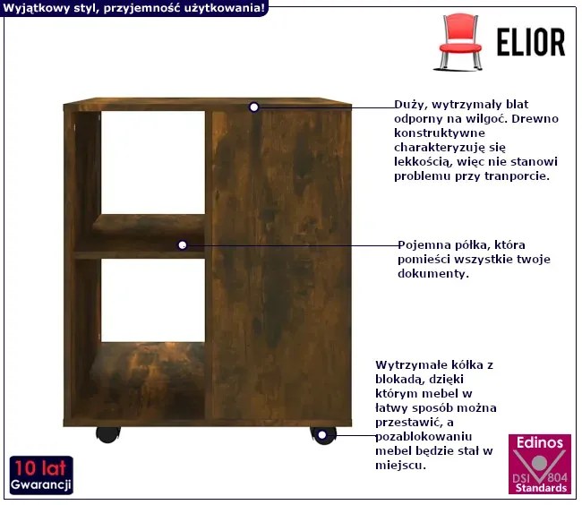Kontener do biurka w kolorze brązu - Priva 5X