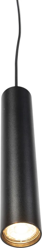 Designerska lampa wisząca czarna z adapterem szynowym 3-fazowym - 3-fazowa Tuba Small
