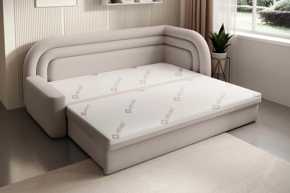 Beżowa rozkładana sofa 3-osobowa FABILLO Wersja: Lewy róg