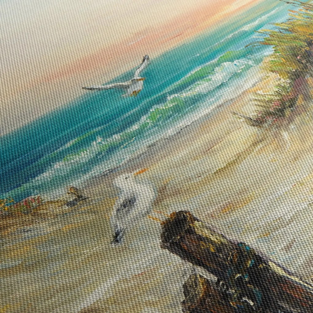 Obraz - Piaszczysta plaża (z zegarem) (90x30 cm)