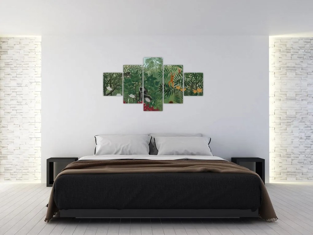 Obraz - Henri Rousseau, Tropical Forest with Monkeys, reprodukcje (125x70 cm)
