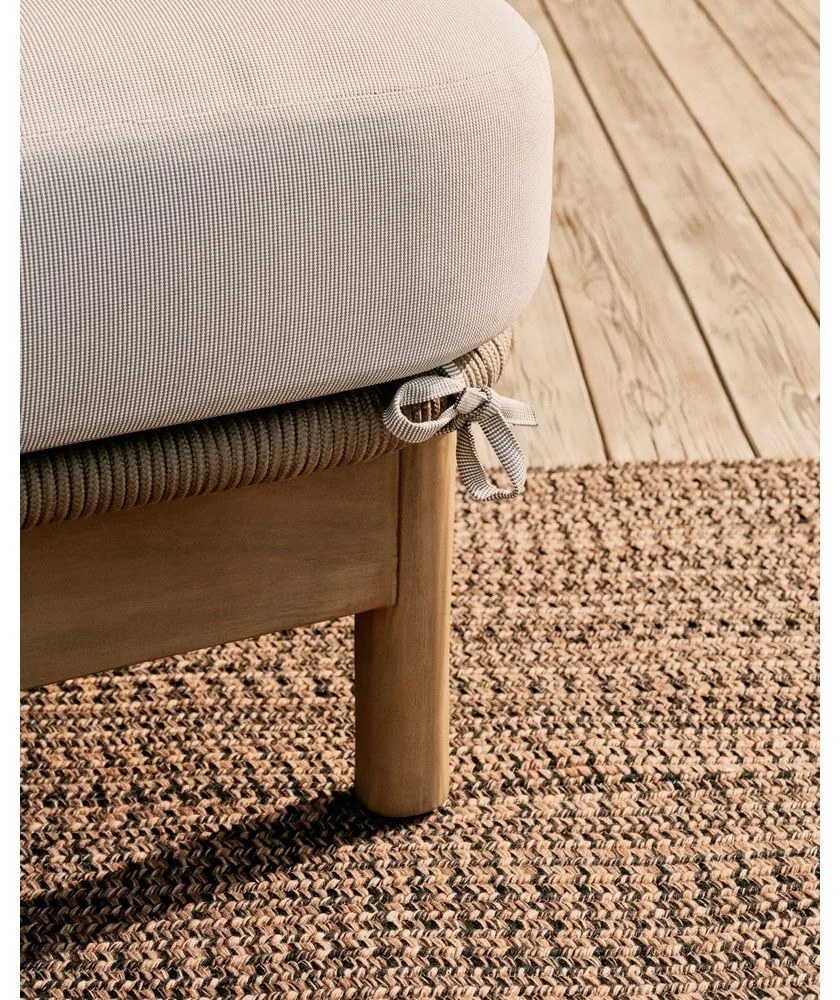 Kremowy/w naturalnym kolorze dwuosobowy drewniany leżak ogrodowy Catalina – Kave Home