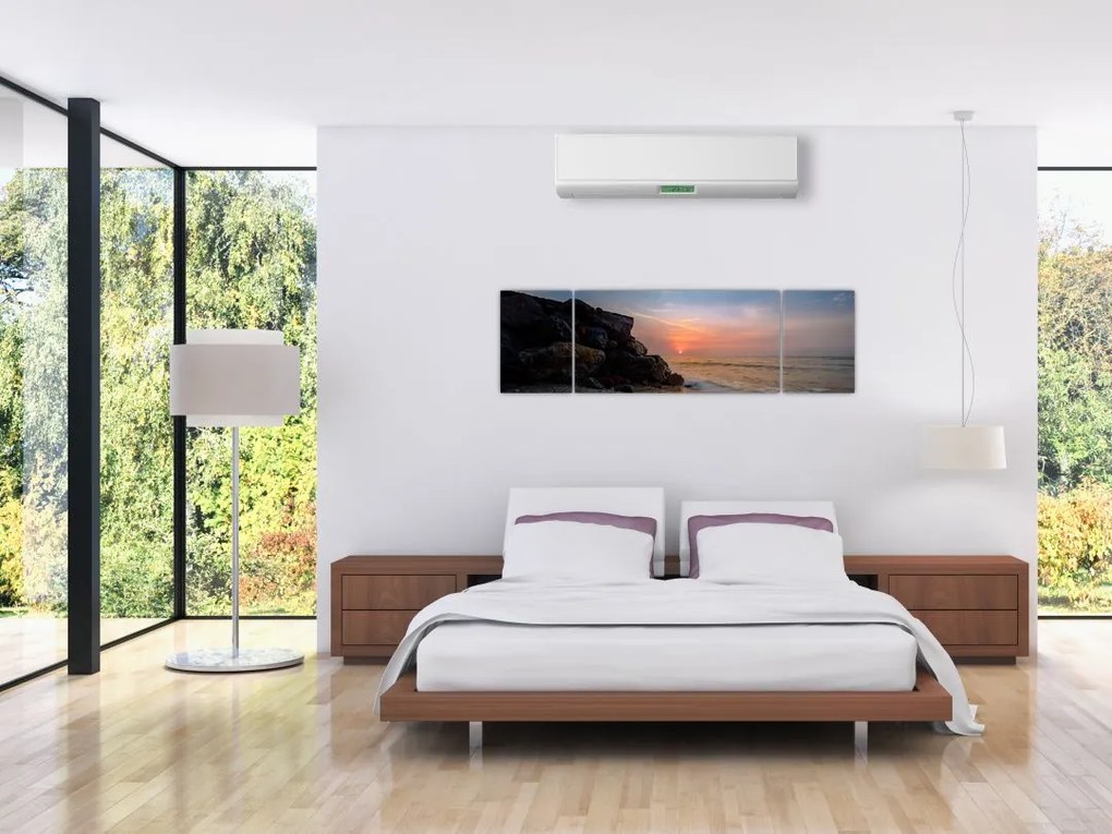 Obraz zachodu słońca na plaży (170x50 cm)