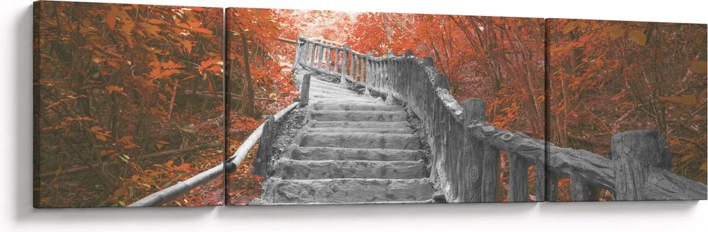 Obraz - Schody w naturze, pomarańczowy (170x50 cm)