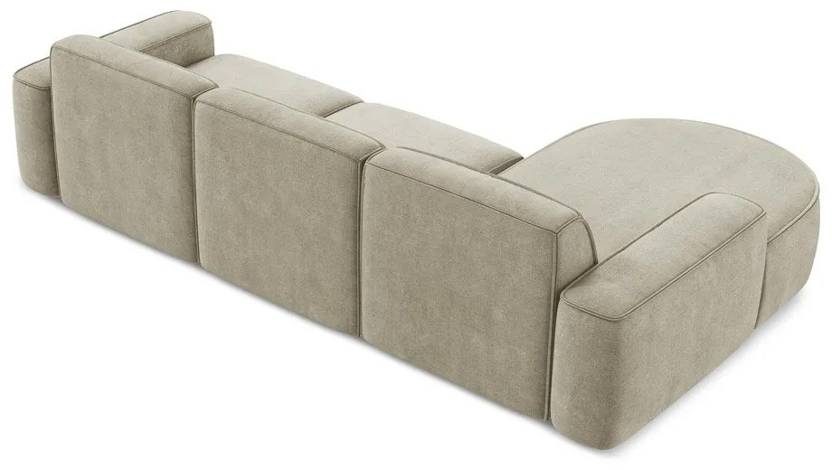 Beżowy narożnik z tkaniny szenilowej (lewostronny/z szezlongiem) Omao – Makamii