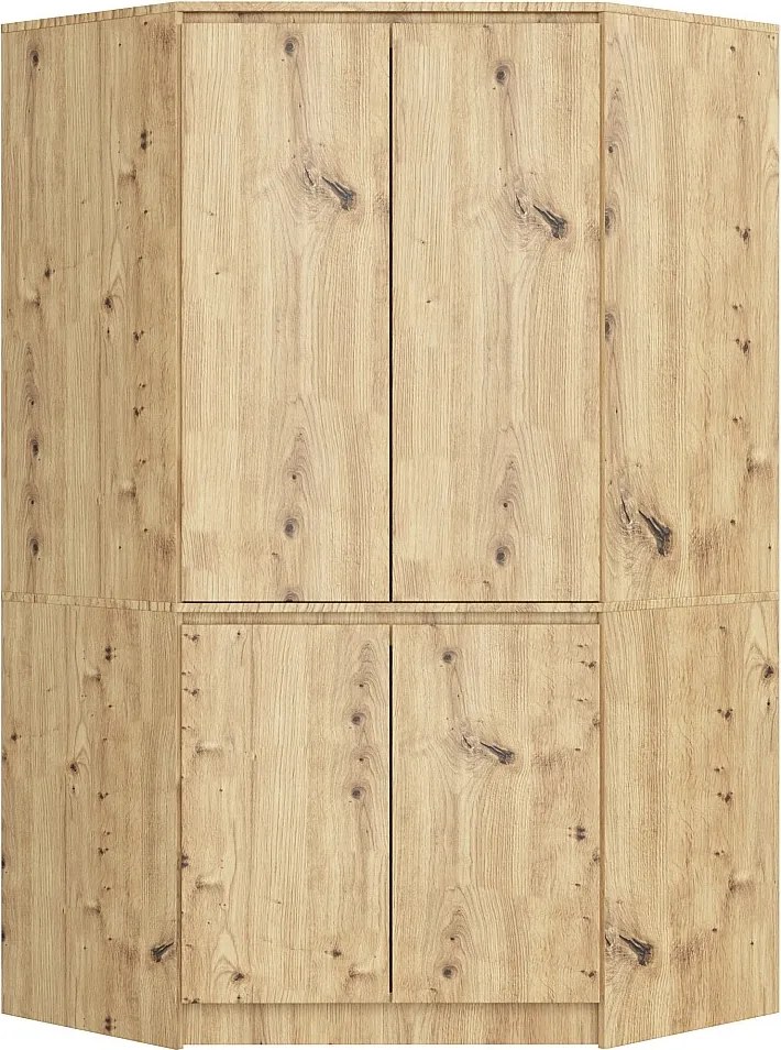 Szafa narożna AKORD S100 Dąb Artisan 100 cm 4 drzwi fronty kolor Dąb Artisan mat 6 półek 100x50x180 cm