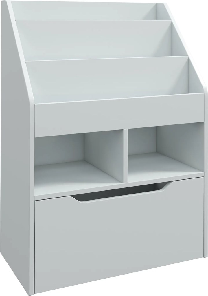 HOMCOM Regał Dziecięcy z Szufladą, Regał na Książki z Przegrodami, 60 x 29,9 x 90 cm, Szary