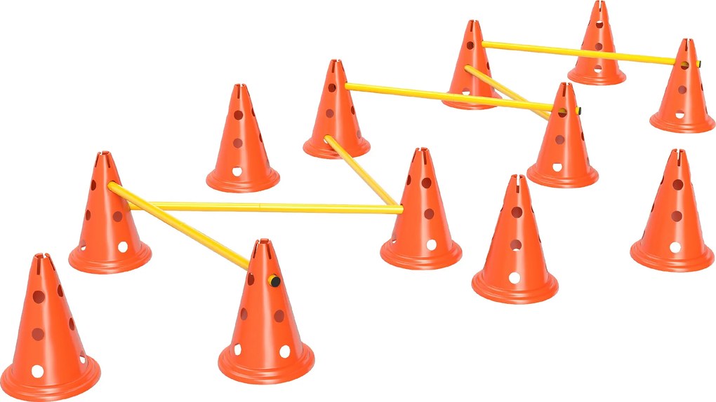 PawHut Zestaw Agility dla Psów 6-częściowy, Zestaw do Treningu z 12 Stożkami 6 Przeszkodami Torba