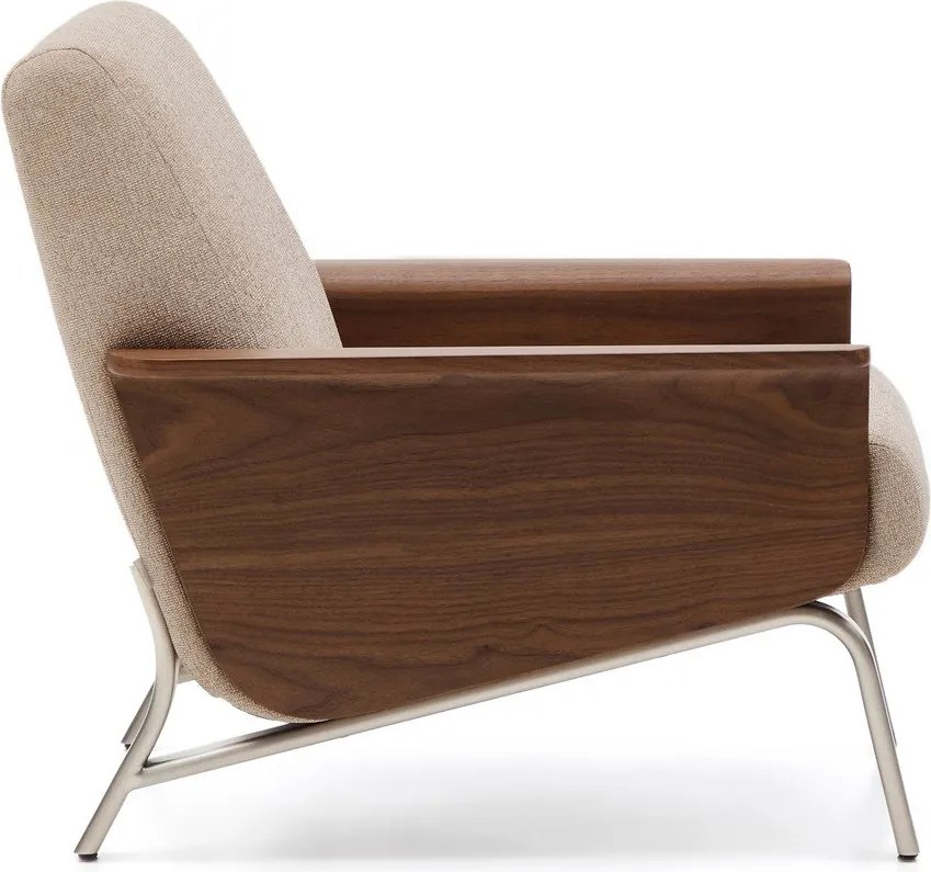 Jasnobrązowy fotel z tkaniny szenilowej Amsen – Kave Home