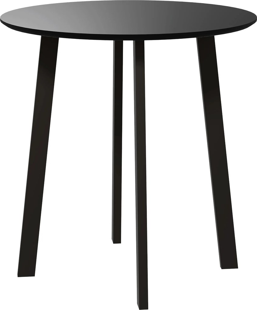 HOMCOM Stół obiadowy dla 2 osób, biała blat, metalowe nogi z nakładkami, Ø72 x 75H cm, Czarny