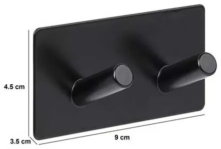 Haczyk samoprzylepny STIKY+ 2 wieszaki, stal nierdzewna, 9 x 3,5 x 4,5 cm