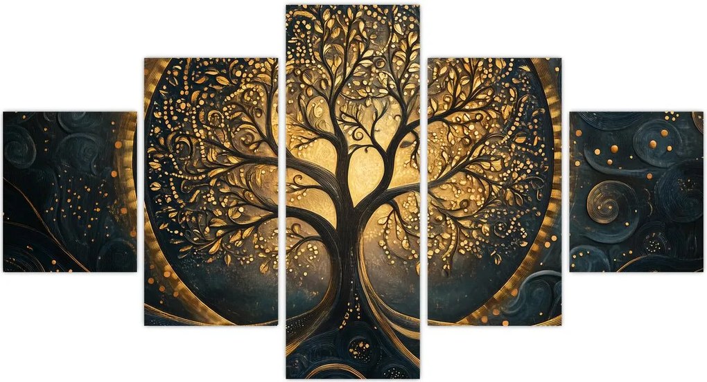 Obraz – Drzewo ze złotą aurą (125x70 cm)
