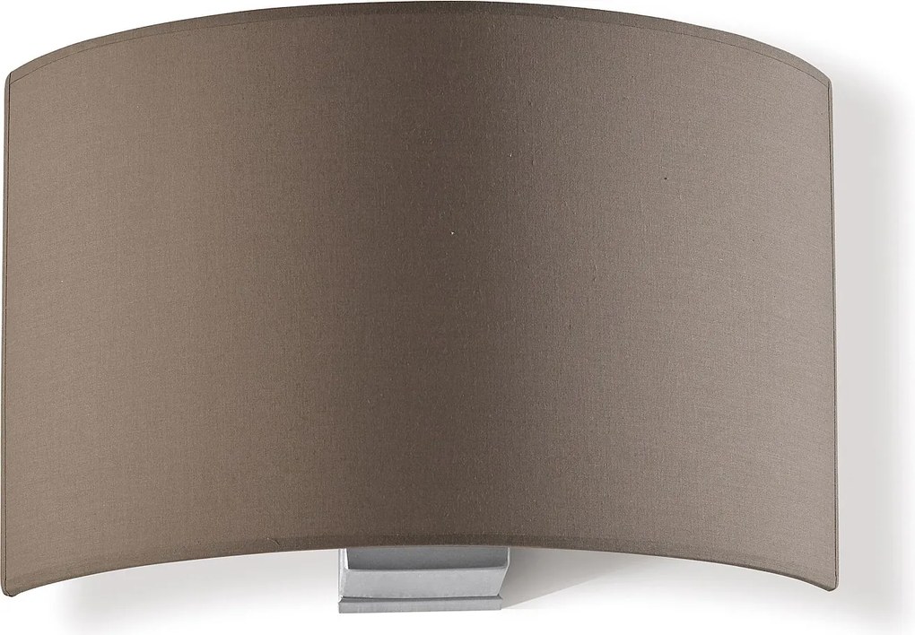 Kinkiet Amsterdam w klasycznym stylu - Wysoko?? 21 cm - wn?trze - stal i satynowany nikiel - br?zowy bawe?niany aba?ur - E27 Ø45 Max. 40W-IP20