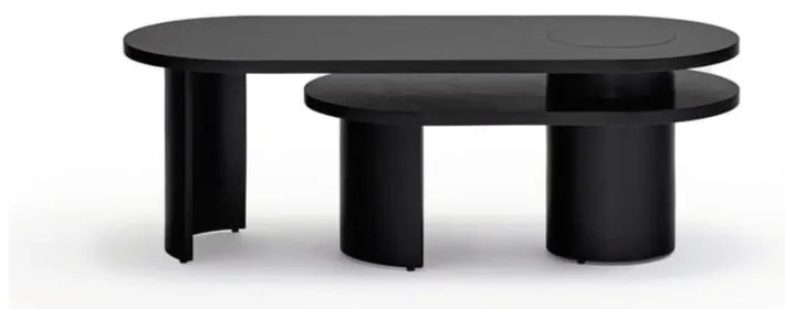 Czarny stolik w dekorze jesionu 120x50 cm Nori – Teulat