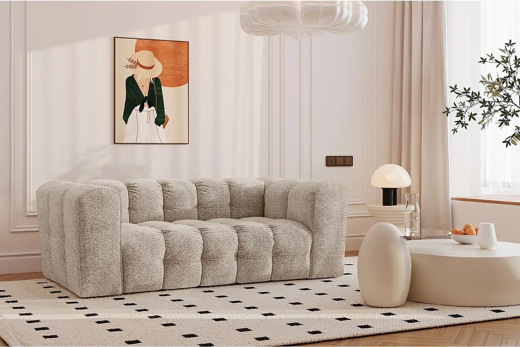 Sofa dwuosobowa BALOO, tkanina szenilowa + bukla, Beżowy