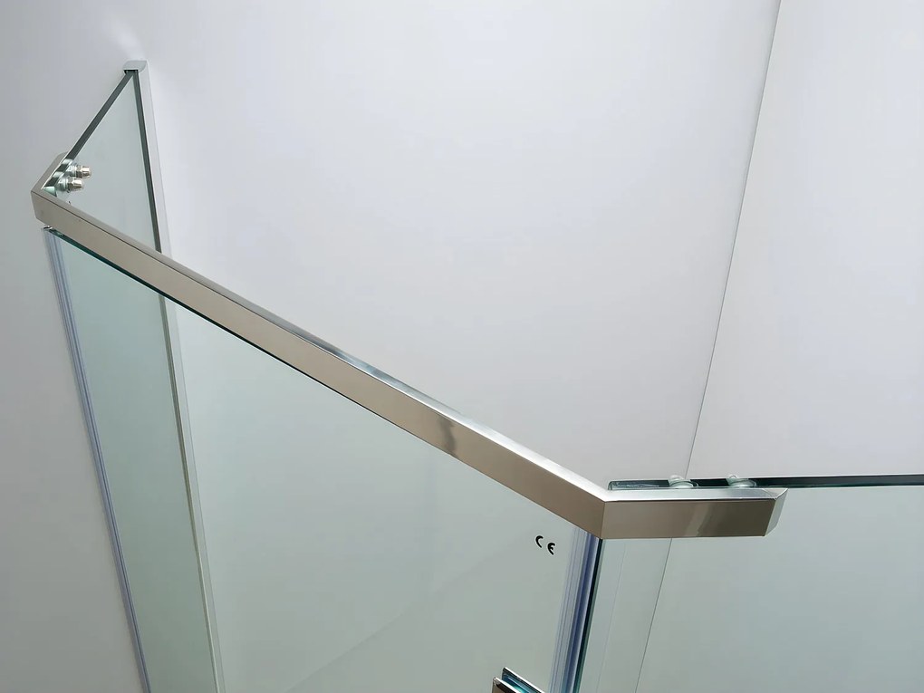 Narożna kabina prysznicowa z drzwiami wahadłowymi - z brodzikiem - ARDIA - 90 × 90 × 185 cm