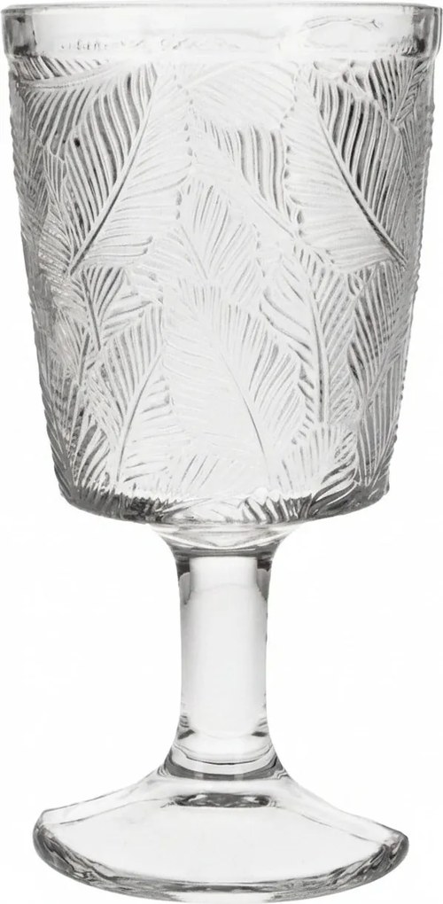 Kielich szklany 350 ml z tłoczonym wzorem liści elegancka szklanka na nodze