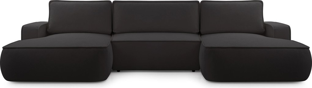 Masseno Narożnik SOLO z funkcją spania i pojemnikiem na pościel Narozniki U, Rozkładana sofa - Czarny, GERRA 75