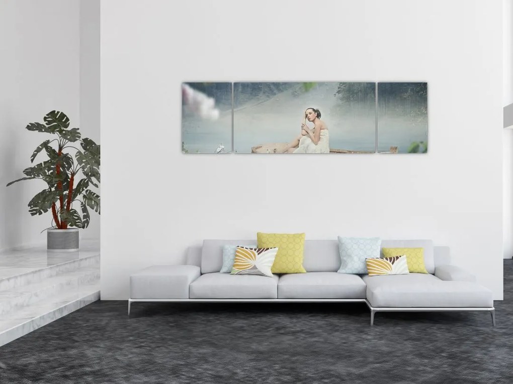 Obraz - Kobieta na łodzi (170x50 cm)