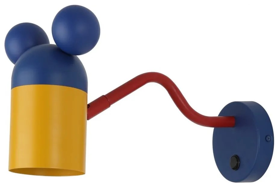 Niebieski kinkiet dziecięcy z metalowym kloszem Mouse – GTV