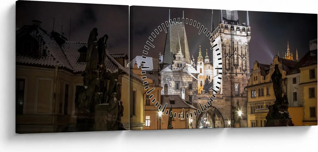 Obraz oświetlonej Bramy Pyłu (z zegarem) (90x30 cm)