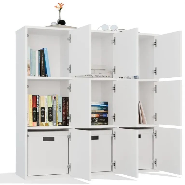 Biały regał na ubrania z zamykanymi szafkami G3-R24