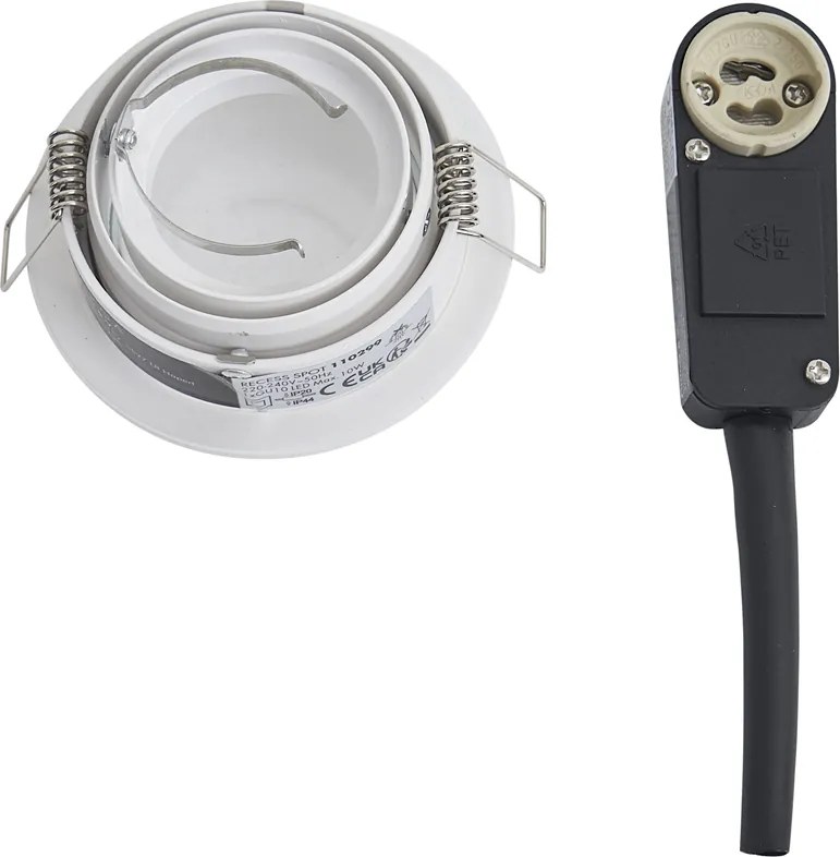 Zestaw 6 nowoczesnych reflektorów wpuszczanych, białych, obrotowych i uchylnych IP44 - Chuck