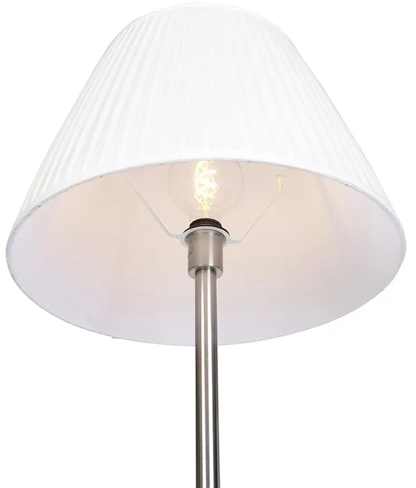 Nowoczesna lampa stojąca stalowa z białym plisowanym kloszem 45 cm - Simplo Nowoczesny Oswietlenie wewnetrzne
