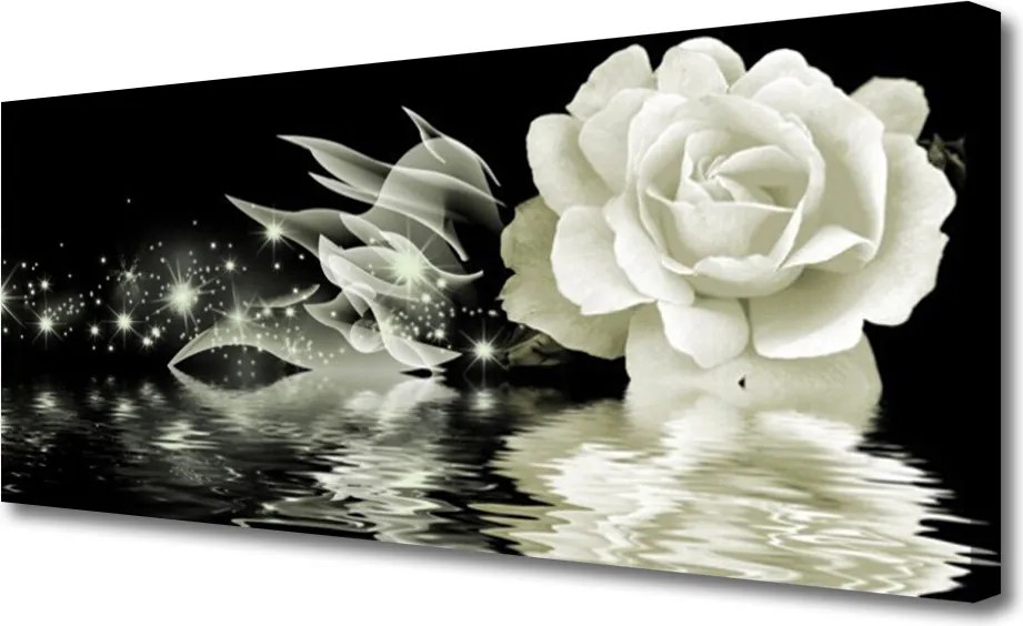 Obraz na płótnie Czerwona Róża w Kroplach Deszczu