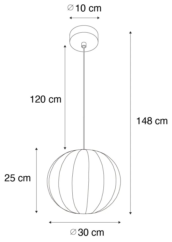 Lampa wisząca w stylu japandi, jedwab biały, 30 cm - Plu
