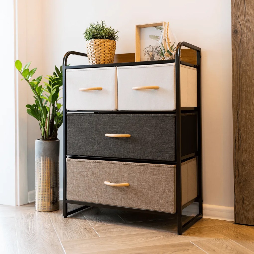 Komoda z szufladami z tkaniny HAZEL TYP 2, brązowy, M