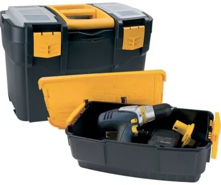 Plastikowe walizki na narzędzia z dodatkowym pojemnikiem