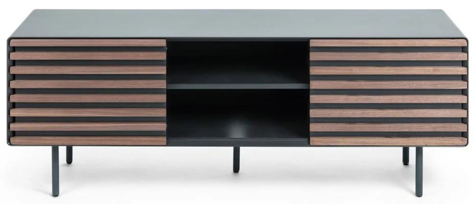 Czarna szafka pod TV w dekorze orzecha 162x58x45 cm Kesia – Kave Home