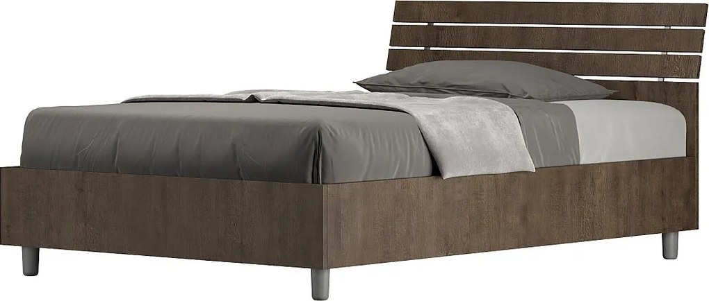 Łóżko bez stelaża 120x190 Nachylony zagłówek z listwami orzech Ankel