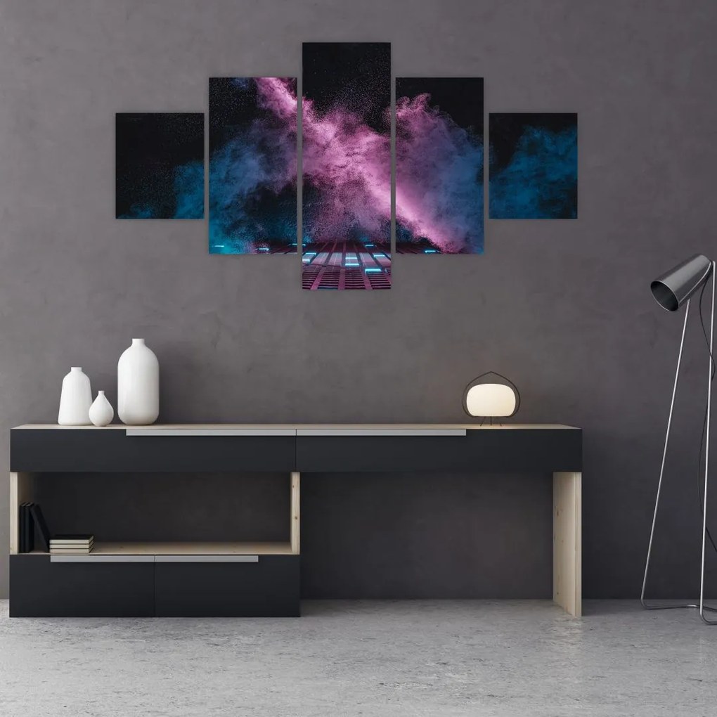 Obraz - Różowo - niebieski dym (125x70 cm)