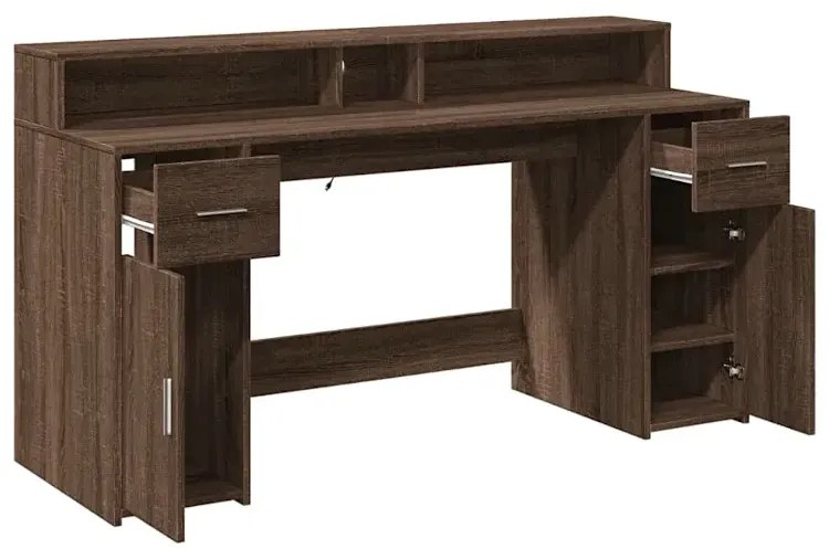 Biurko podświetlane 160 cm brązowy dąb H1-T58