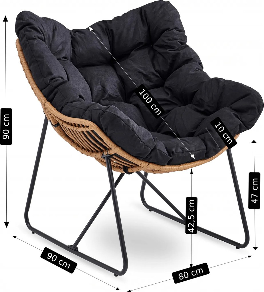 Fotel ogrodowy z poduchą Fin na płozach, czarny